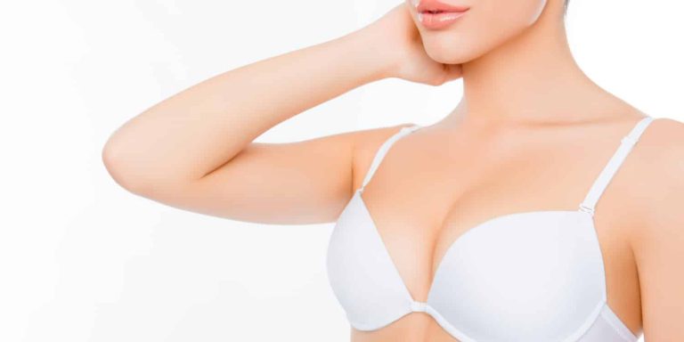 A woman getting ready for breast surgery (breast augmentation preparation)