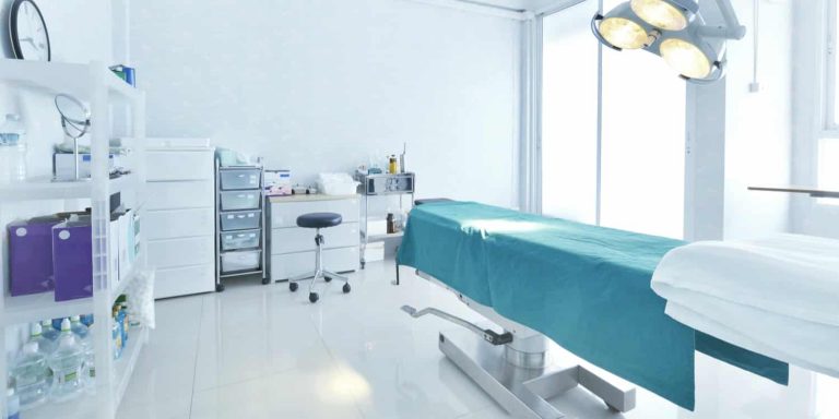 The operating room in an accredited cosmetic surgeon facility